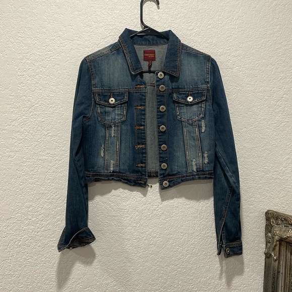 Women’s highway jeans Crop Denim Distressed Jean Jacket size medium - Picture 1 of 5